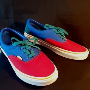 Vans off the wall block color red/blue sz 9.5